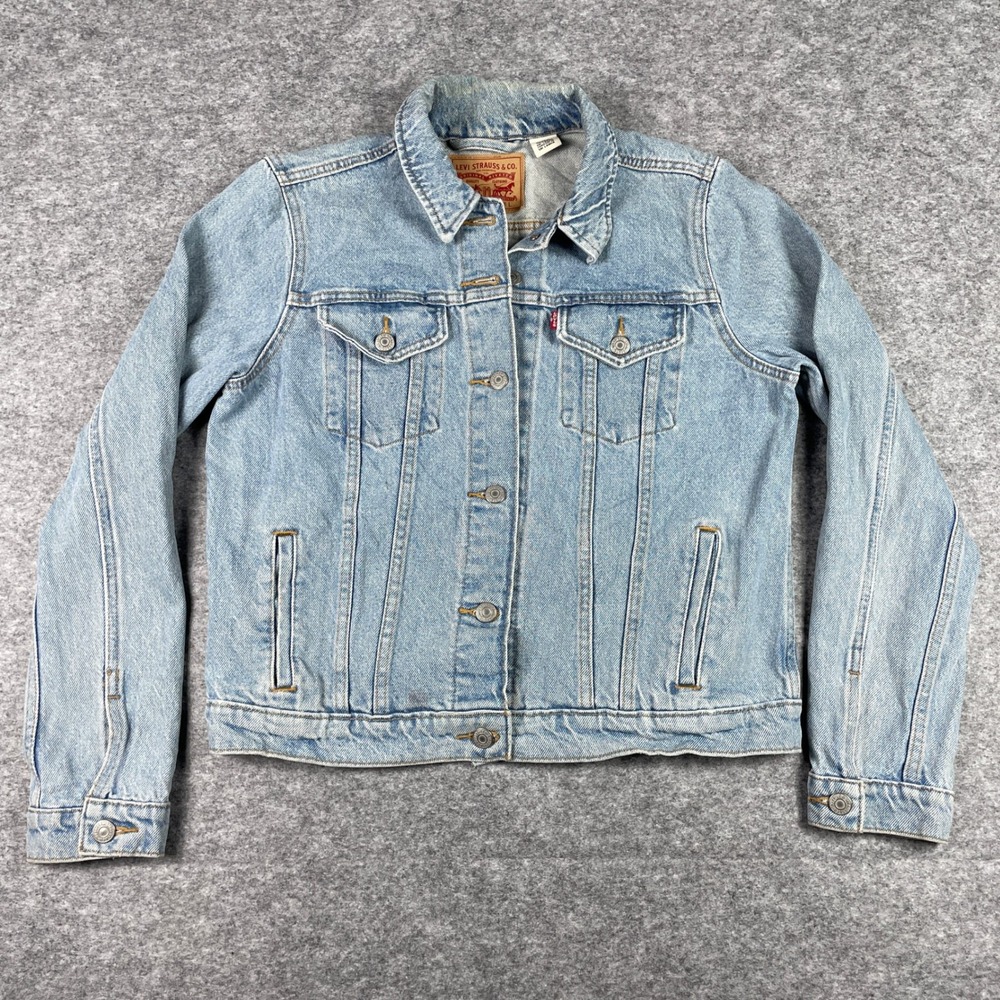 Levis Denim Jacket Womens L Light Blue Trucker Cotton Button Up 29945-0040